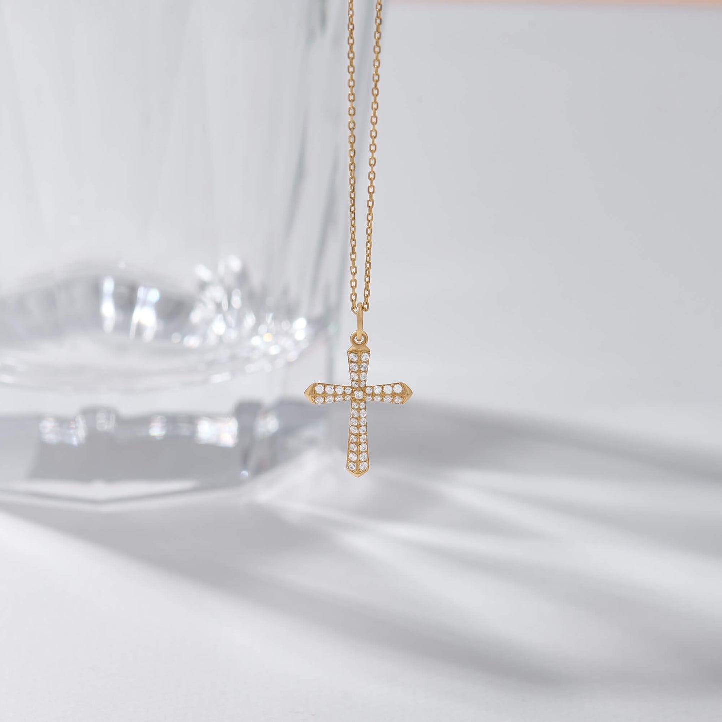 Lab-Grown Diamond Cross Necklace in Gold