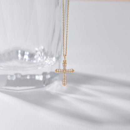 Lab-Grown Diamond Cross Necklace in Gold