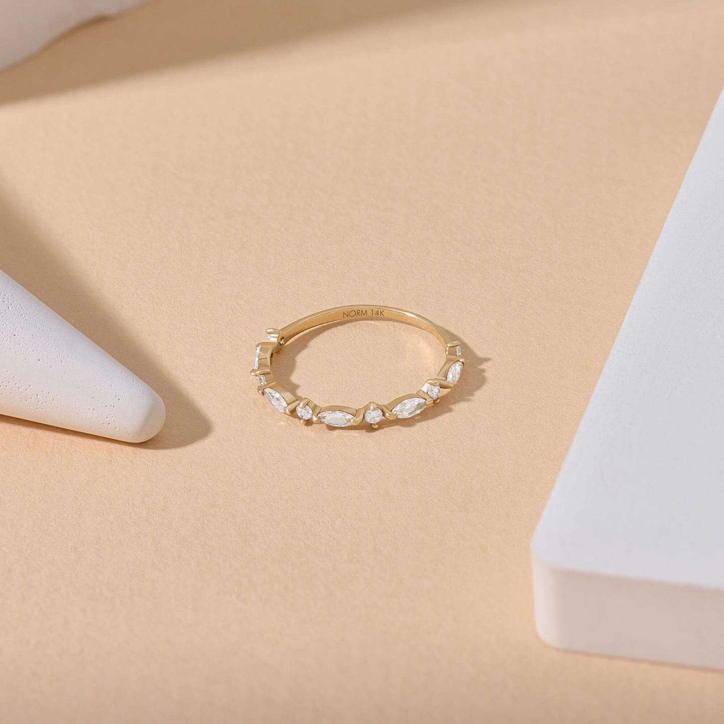 Lab-Grown Diamond Marquise Band Ring in Gold