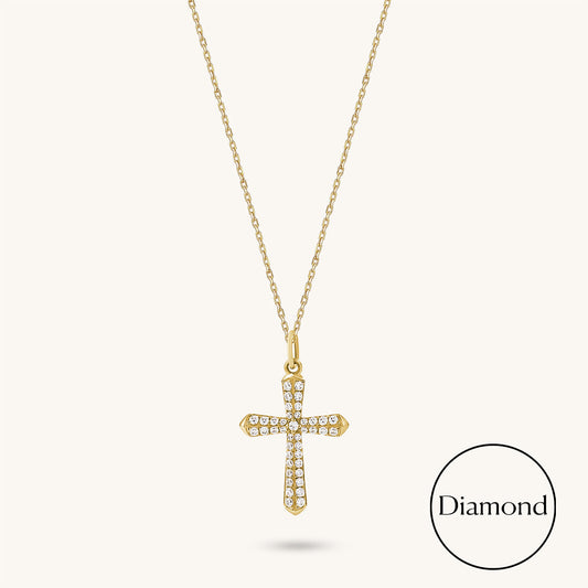 Lab-Grown Diamond Cross Necklace in Gold