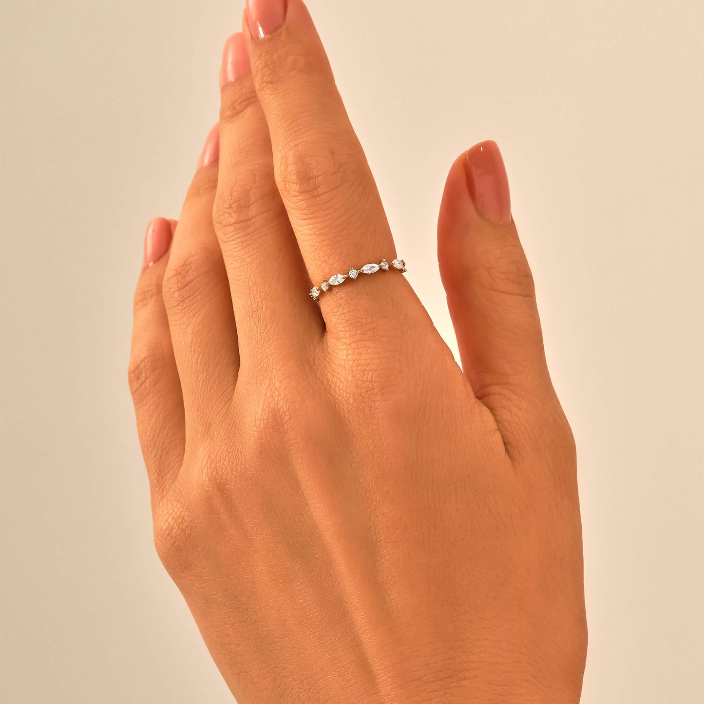 Lab-Grown Diamond Marquise Band Ring in Gold