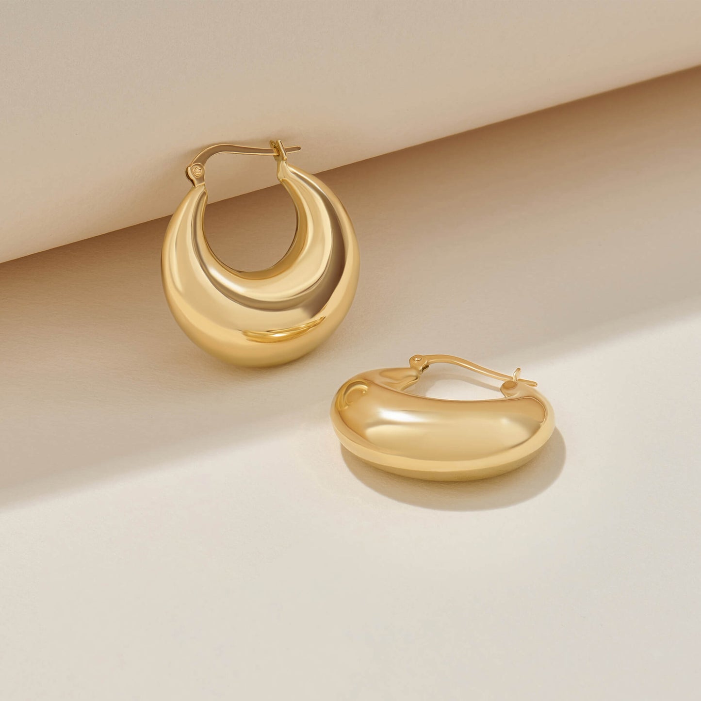 Large Puffy Hoop Earrings in Gold