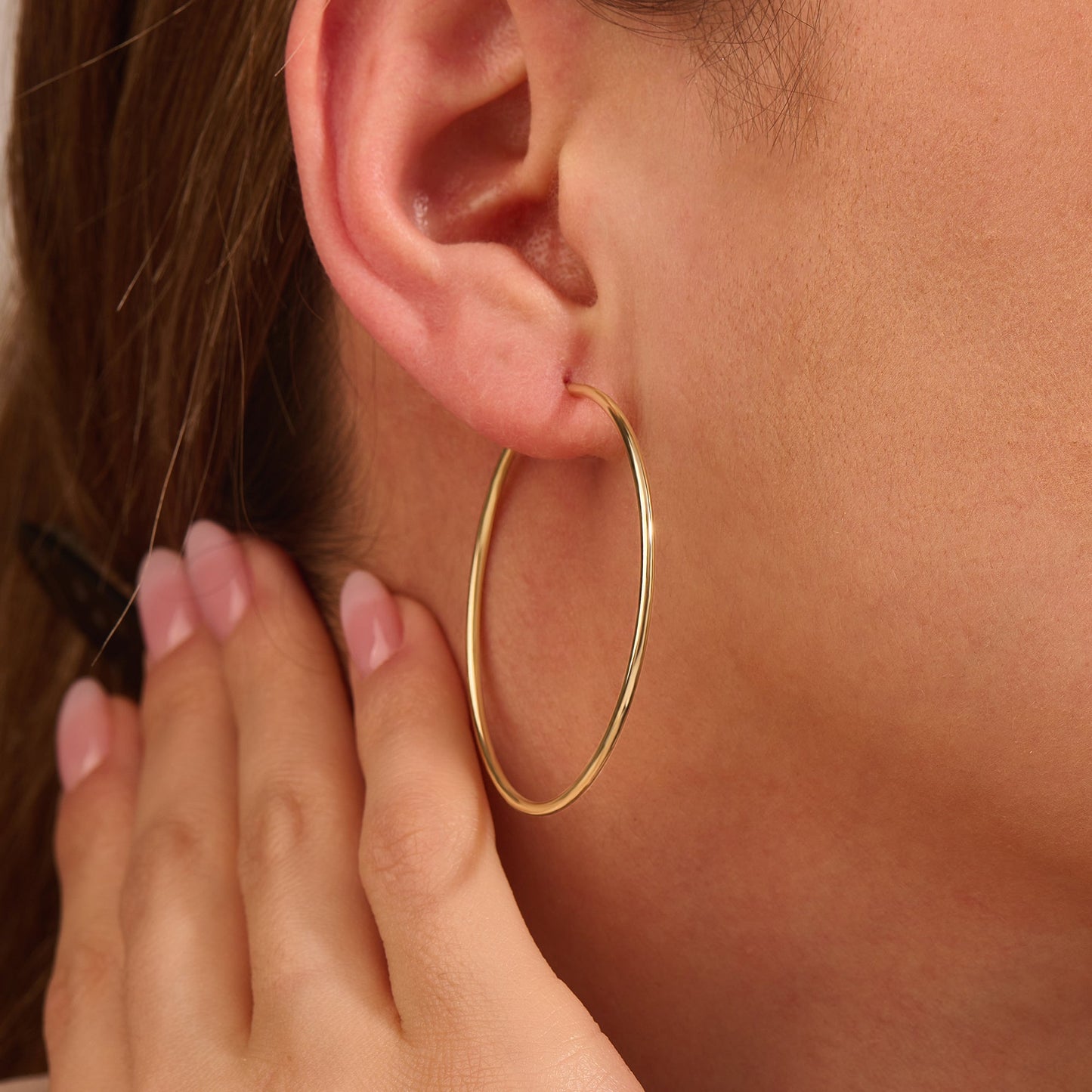 Large Thin Hoop Earrings in Gold