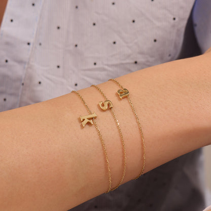 Letter Charm Bracelet in Gold