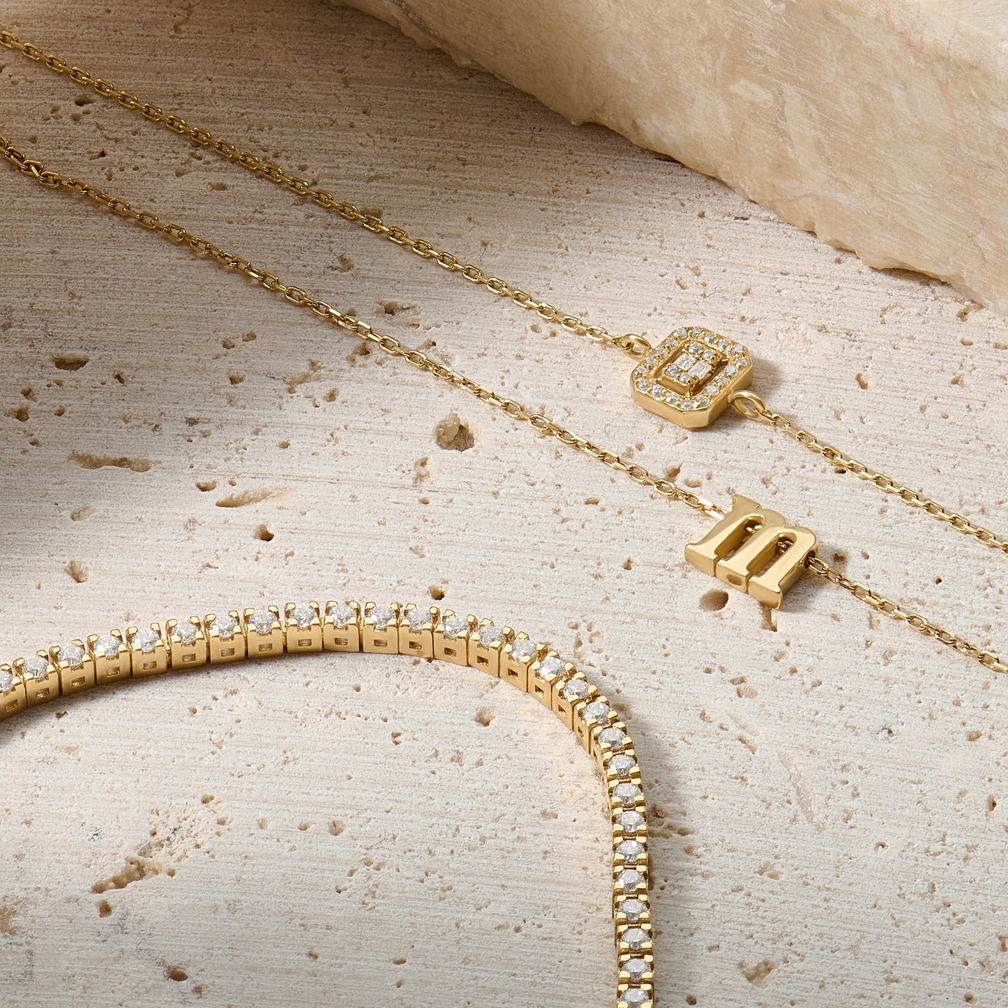 Letter Charm Bracelet in Gold