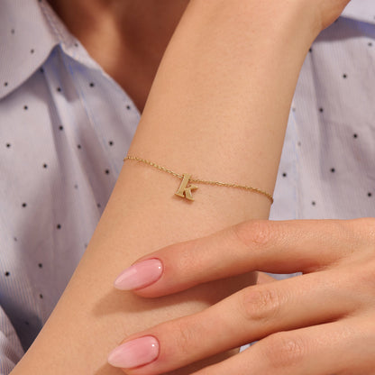 Letter Charm Bracelet in Gold