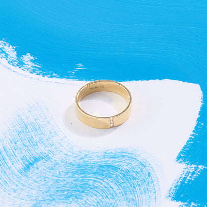 Line Pave Wedding Band in Gold