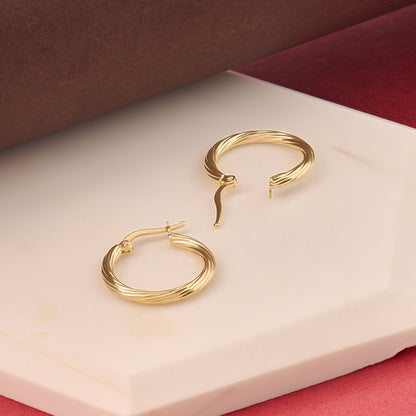 Linear Hoop Earrings in Gold