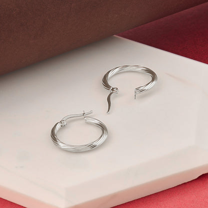 Linear Hoop Earrings in Gold