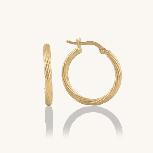 Linear Hoop Earrings in Gold