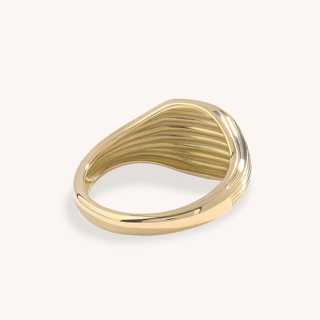 Linear Square Signet Ring in Gold