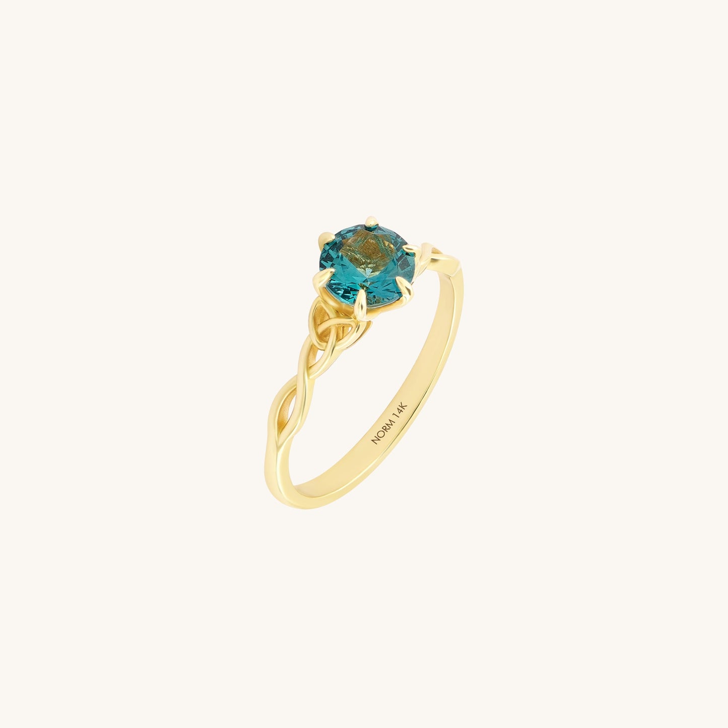 London Blue Topaz Celtic Knot Ring in Gold