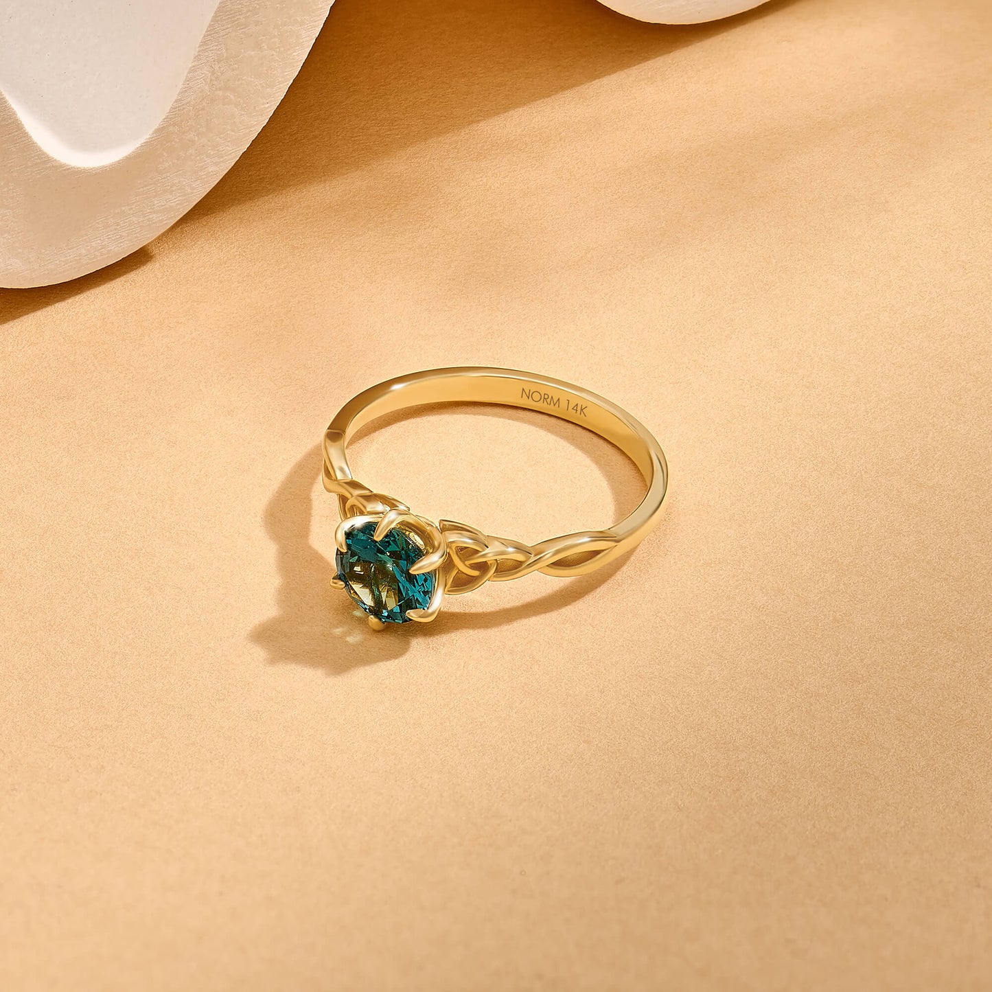 London Blue Topaz Celtic Knot Ring in Gold