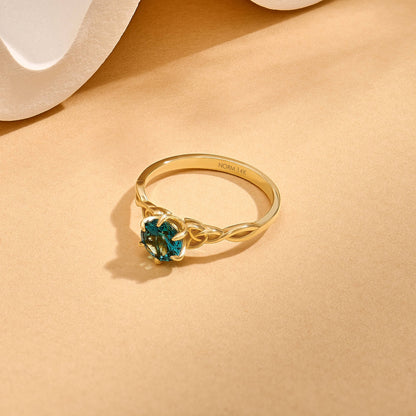 London Blue Topaz Celtic Knot Ring in Gold