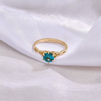 London Blue Topaz Celtic Knot Ring in Gold