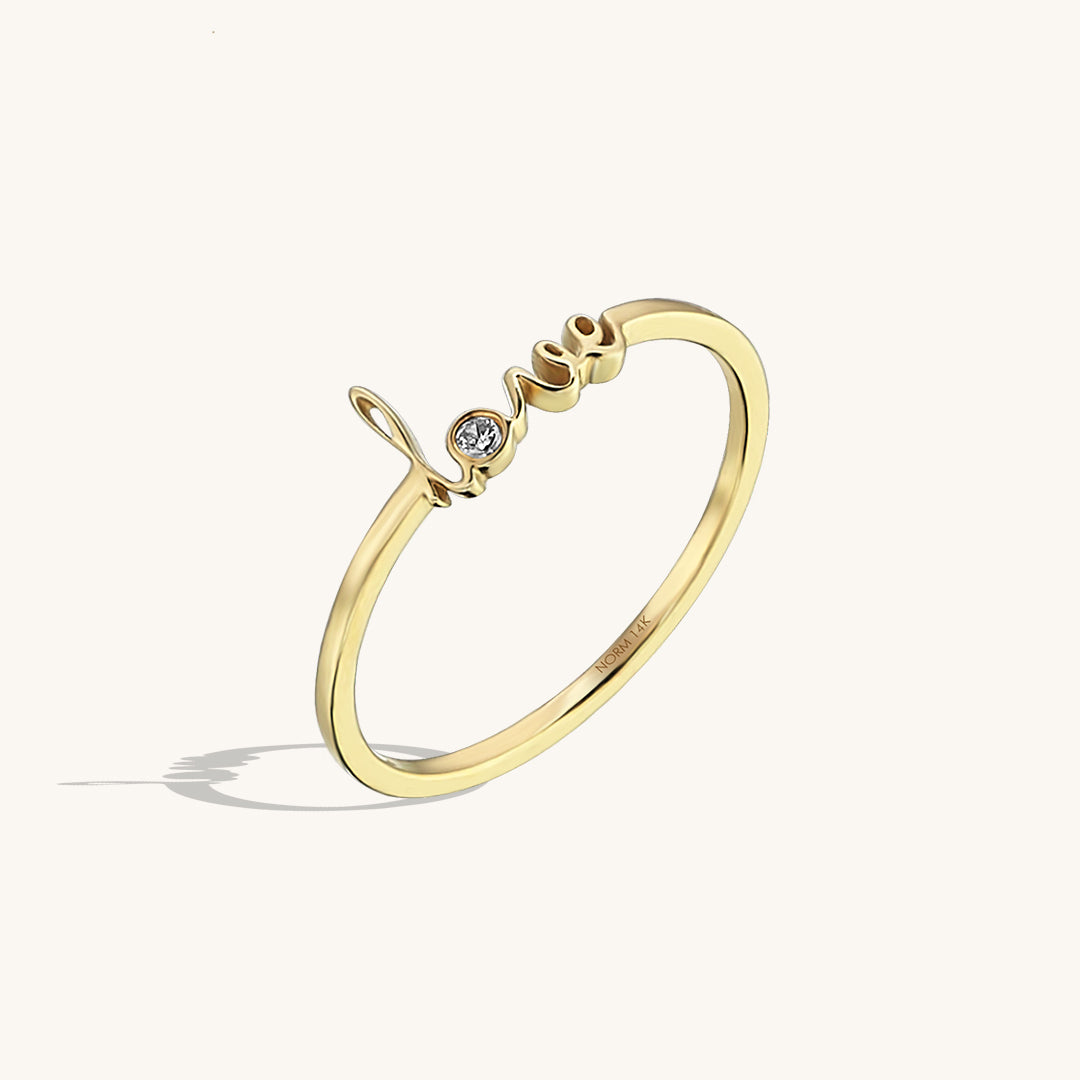 Love Script Ring in Gold