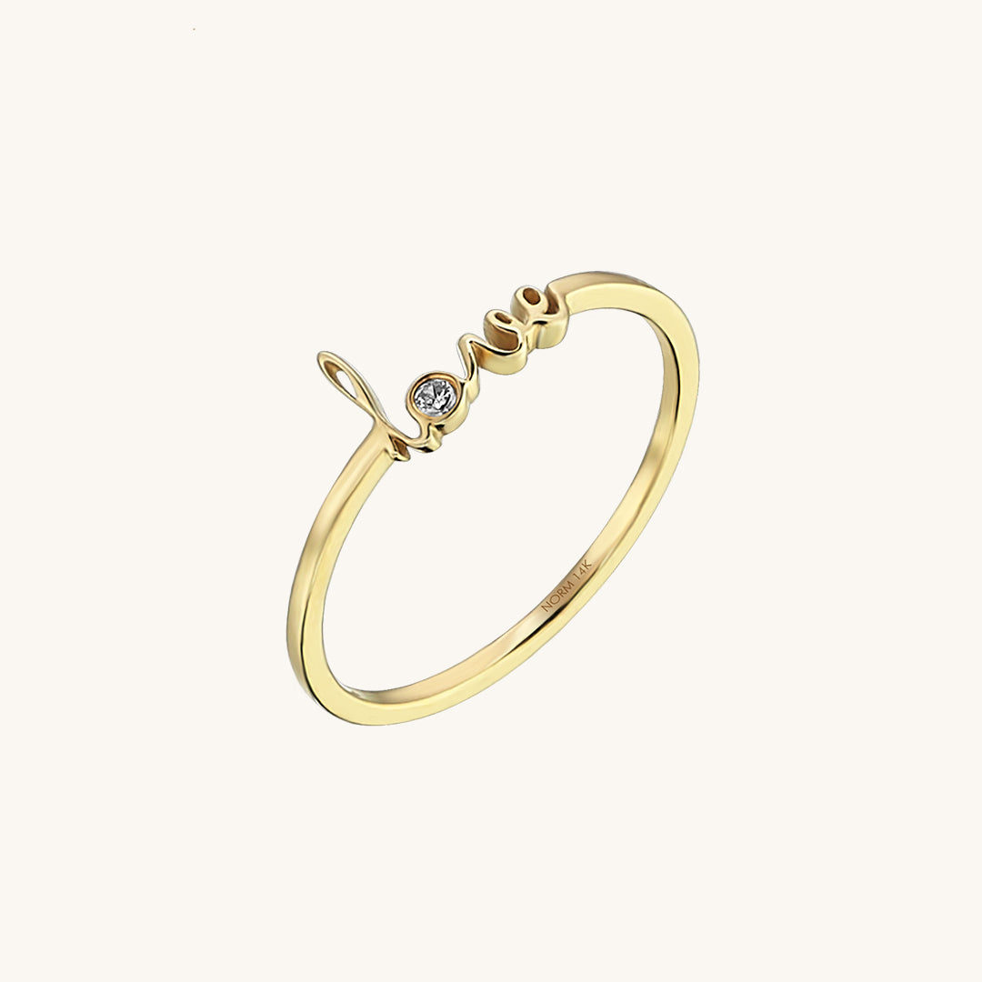 Love Script Ring in Gold