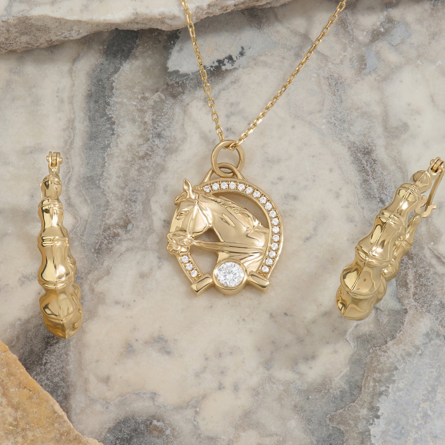 Lucky Horse Necklace in Gold