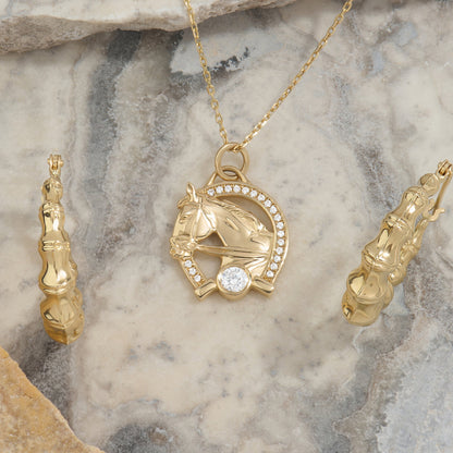Lucky Horse Necklace in Gold