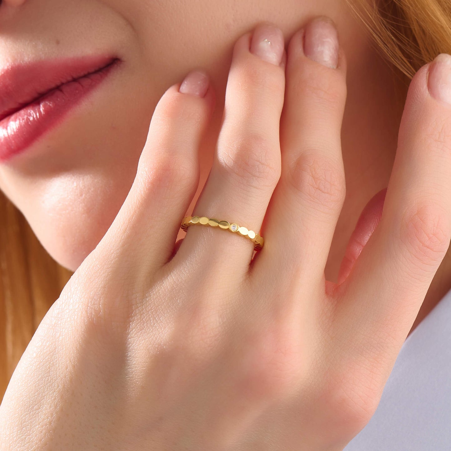Luna Dot Band Ring - Gold Vermeil