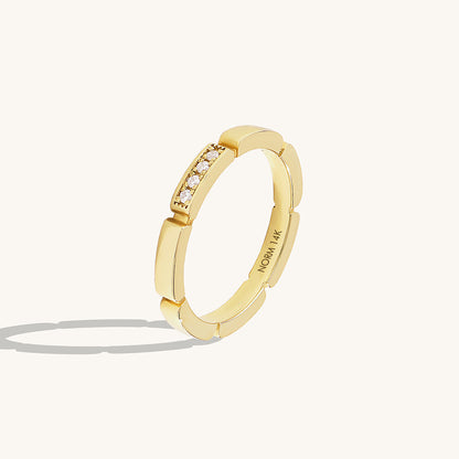 Minimal Pave Rectangle Wedding Band in Gold