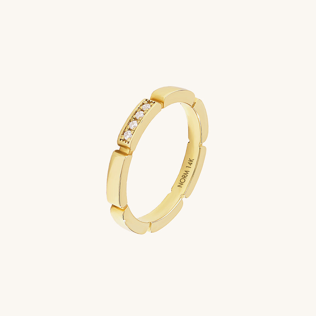 Minimal Pave Rectangle Wedding Band in Gold