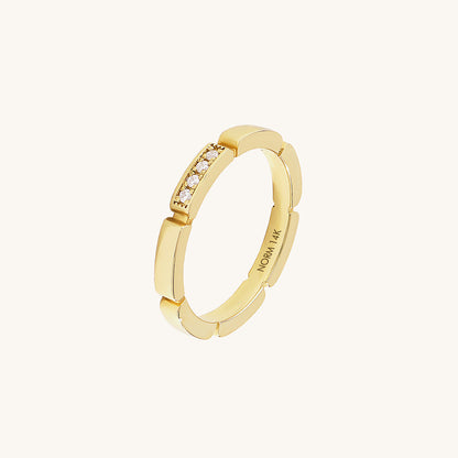 Minimal Pave Rectangle Wedding Band in Gold