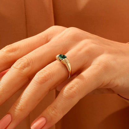 Majestic Moss Agate Ring in Gold