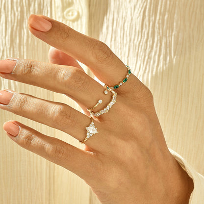 Emerald Marquise Band Ring in Gold