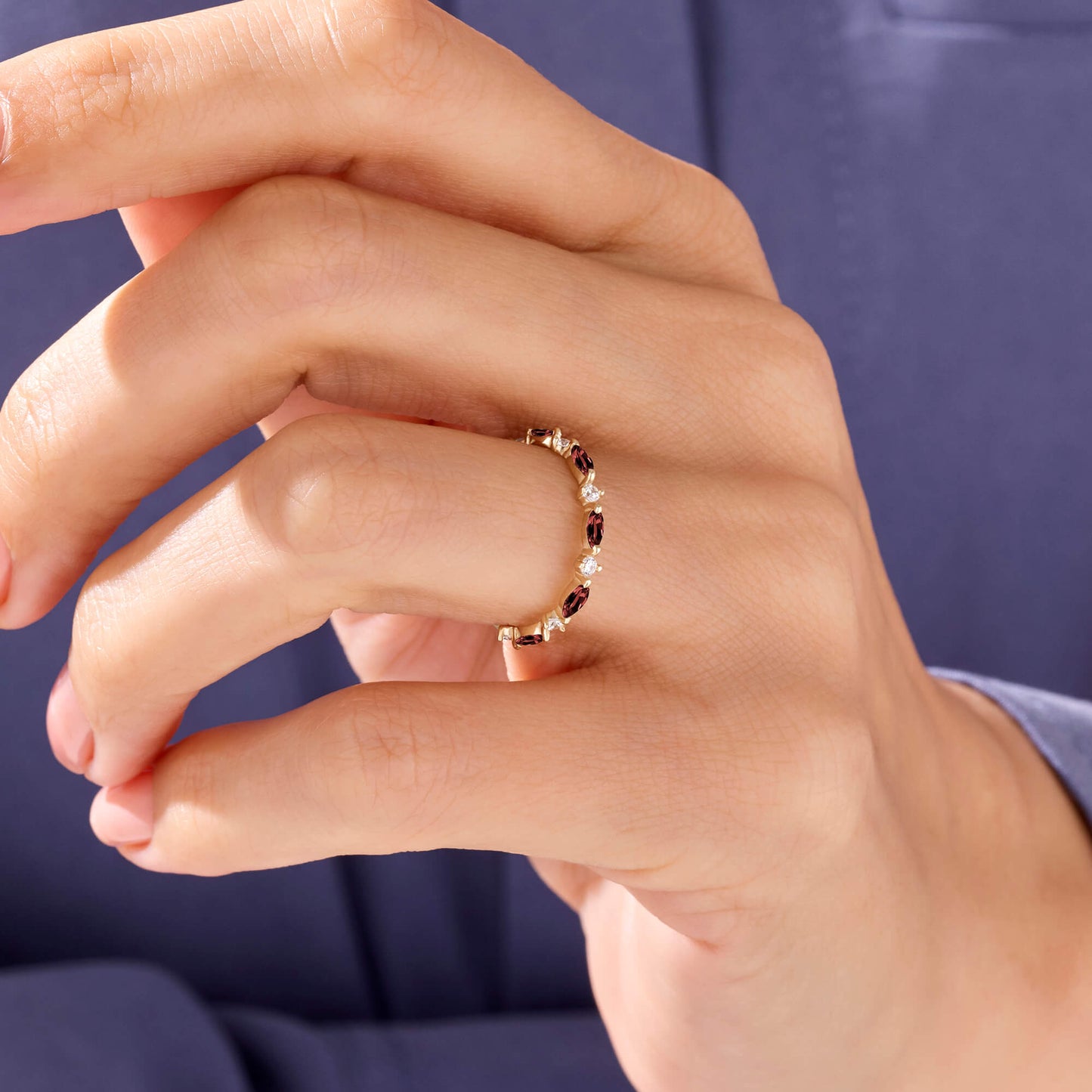 Ruby Marquise Band Ring in Gold