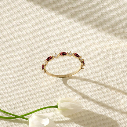 Ruby Marquise Band Ring in Gold