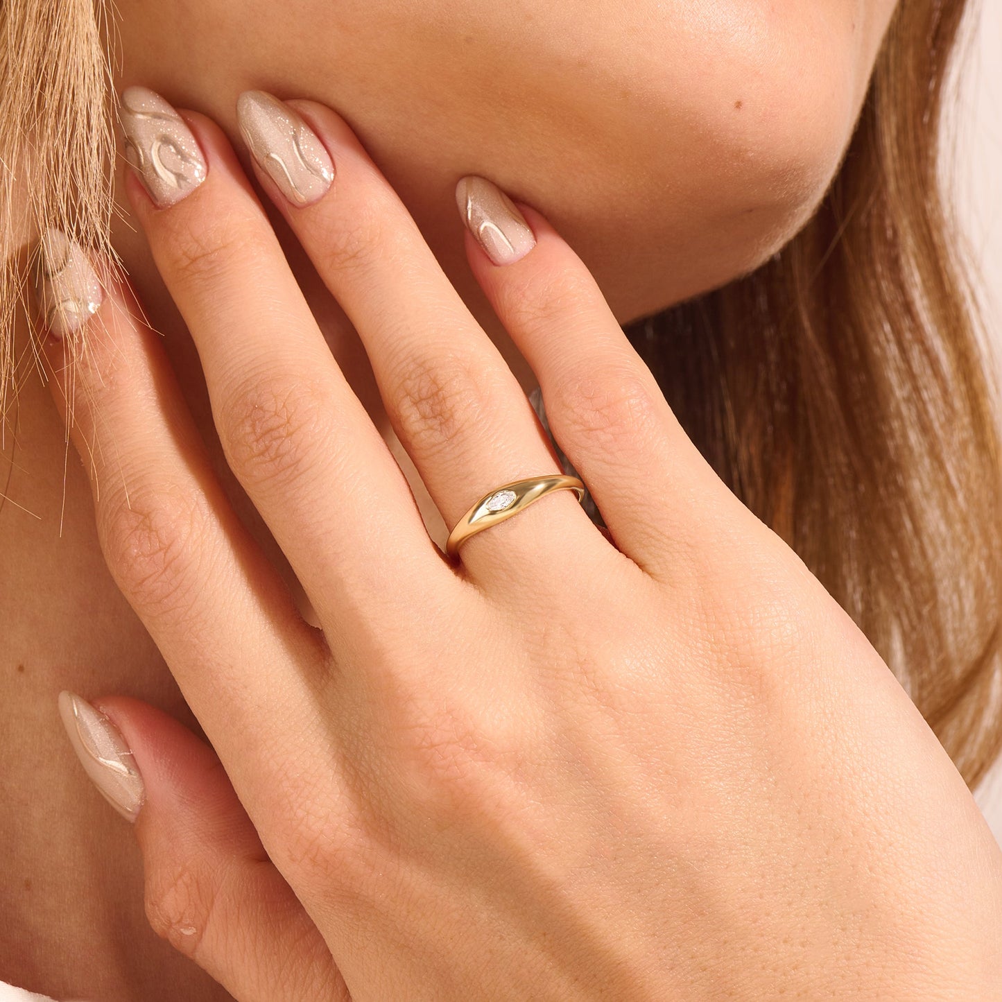 Marquise Bezel Signet Ring in Gold