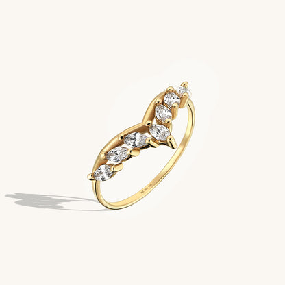Marquise Curve Ring in Gold