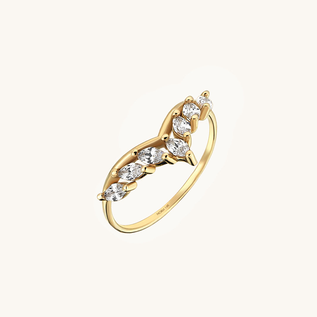 Marquise Curve Ring in Gold