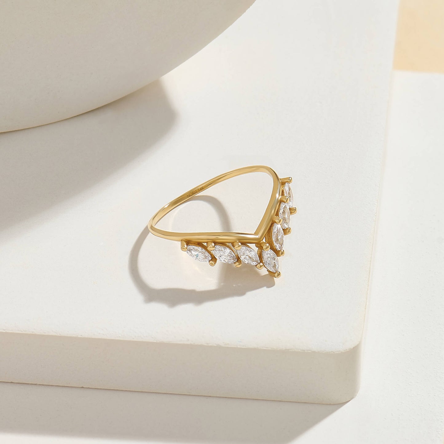 Marquise Curve Ring in Gold