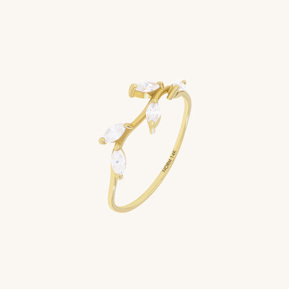 Marquise Diamond Leaf Ring in Gold
