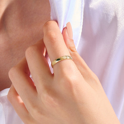 Marquise Emerald Sunburst Band Ring in Gold