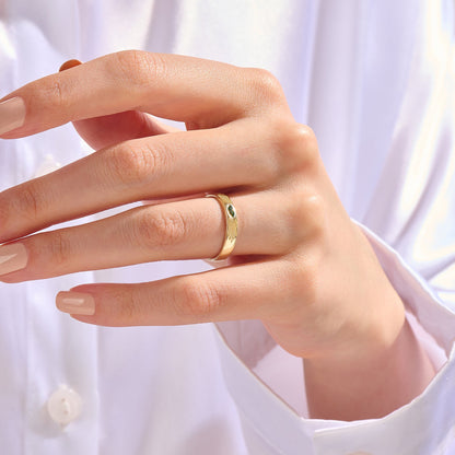 Marquise Emerald Sunburst Band Ring in Gold