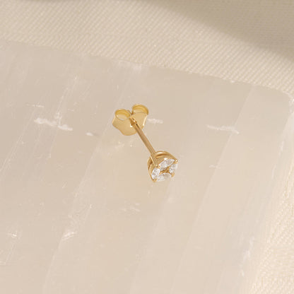 Marquise Flower Stud Earrings in Gold