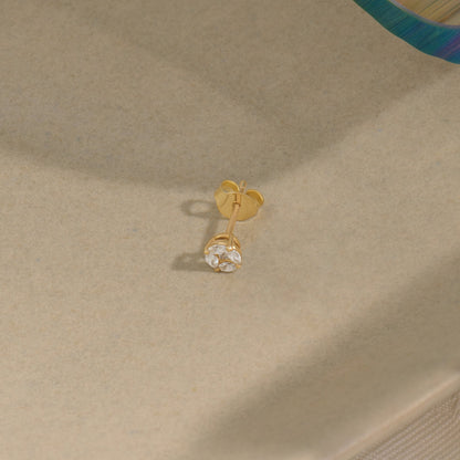 Marquise Flower Stud Earrings in Gold