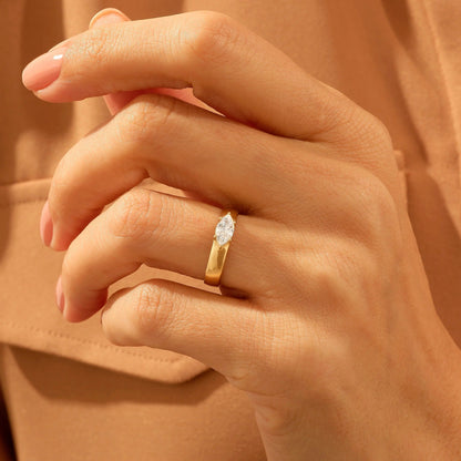 Marquise Moissanite Bold Band Ring in Gold