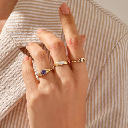 Marquise Moissanite Bold Band Ring in Gold