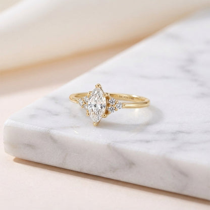Marquise Moissanite Ring in Gold