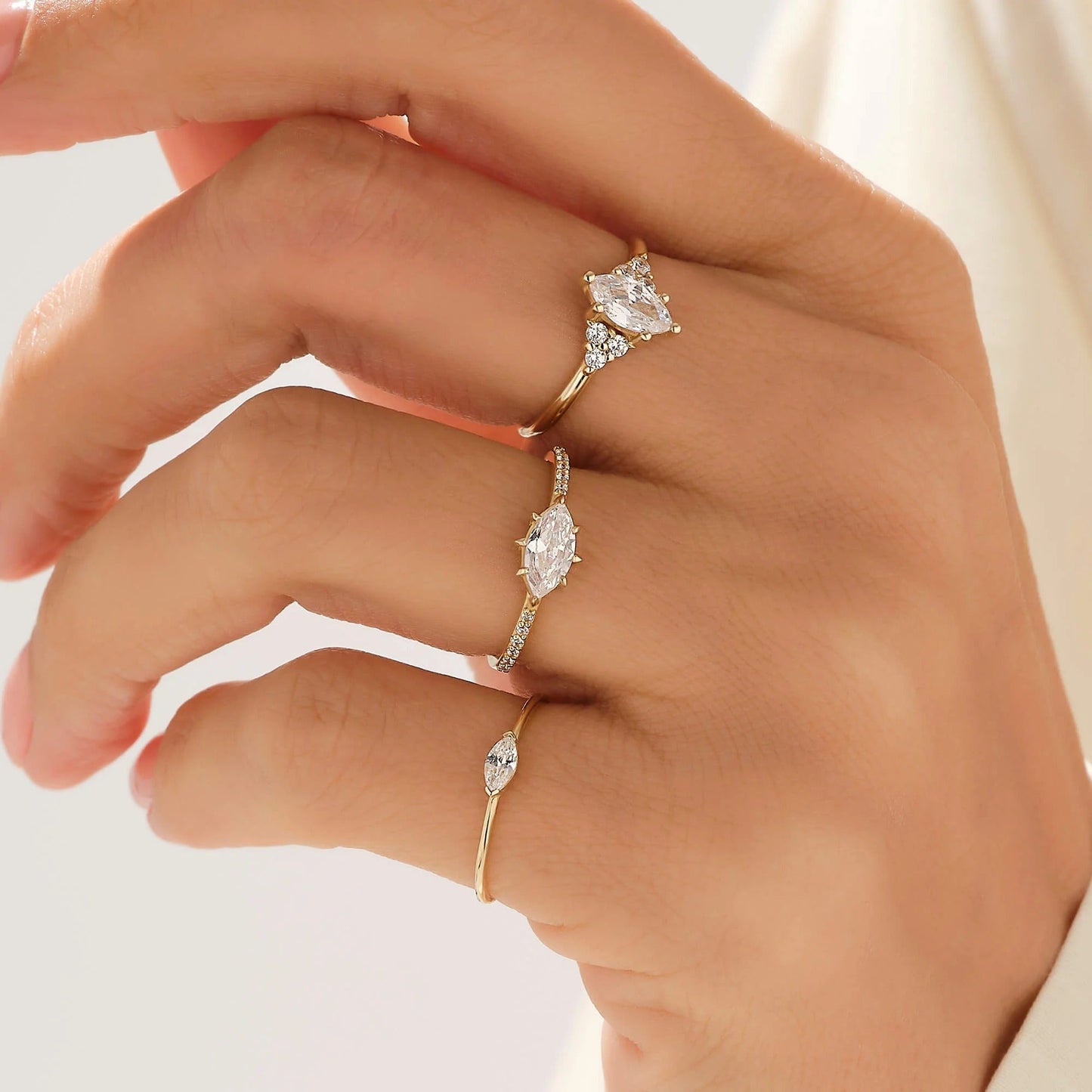 Marquise Moissanite Ring in Gold