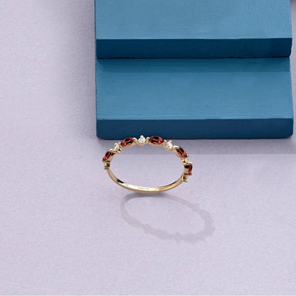 Ruby Marquise Band Ring in Gold