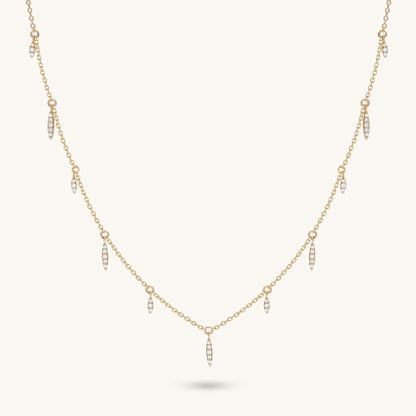 Marquise Station Drop Necklace in Gold