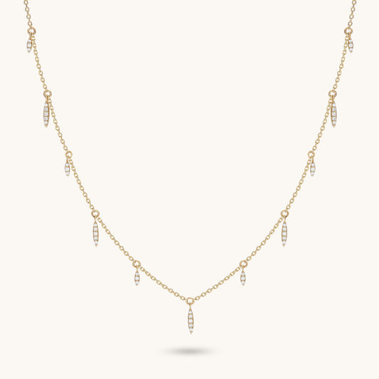 Marquise Station Drop Necklace in Gold