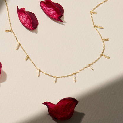 Marquise Station Drop Necklace in Gold