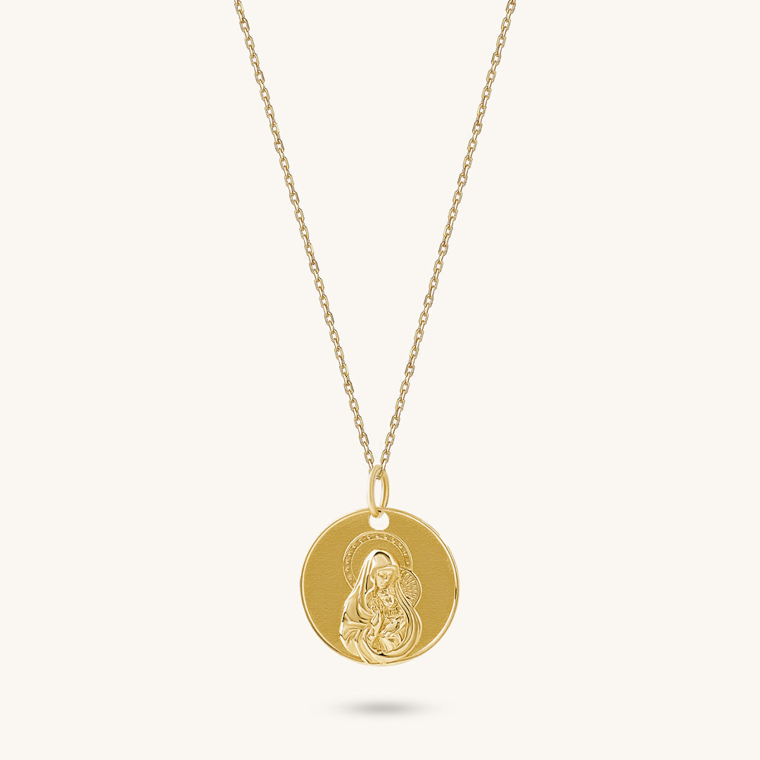 Mary & Jesus Necklace in Gold