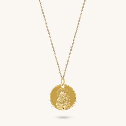Mary & Jesus Necklace in Gold